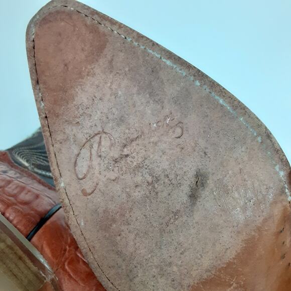 Premier Kids Western Cowboy Boot Tall Riding Crocodile Leather Youth 7 Red Rodeo - Picture 7 of 11